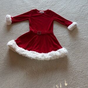 Bonnie Jean Dress Girls Size 4T Red Velvet Sequins Fur Christmas Santa Holiday